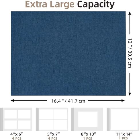 Vienrose Extra Large Self Adhesive Photo Album for 11" x 14" Photos (Navy Blue), Art Portfolio Binder, Graduation & School Memory Book, Certificate & Presentation Binder, 10 Sheets 20 Pages, 12"x16.4" in Saudi Arabia
