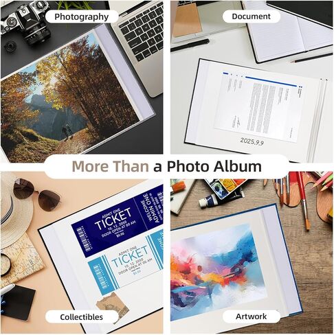 Vienrose Extra Large Self Adhesive Photo Album for 11" x 14" Photos (Navy Blue), Art Portfolio Binder, Graduation & School Memory Book, Certificate & Presentation Binder, 10 Sheets 20 Pages, 12"x16.4" in Saudi Arabia