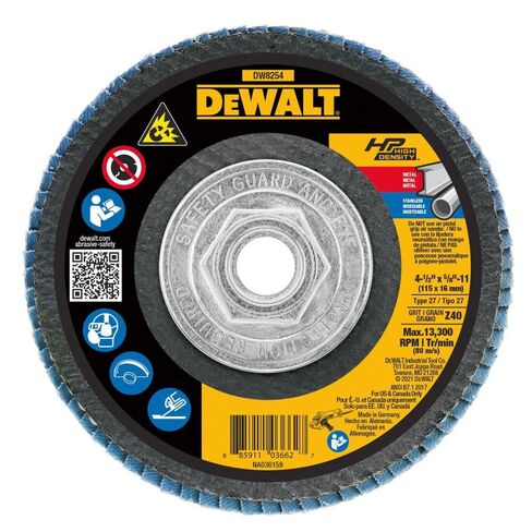 DeWalt DW8254 4-1/2" x 5/8"-11 40-Grit Stainless Steel Zirconia XP Flap Disc in Saudi Arabia