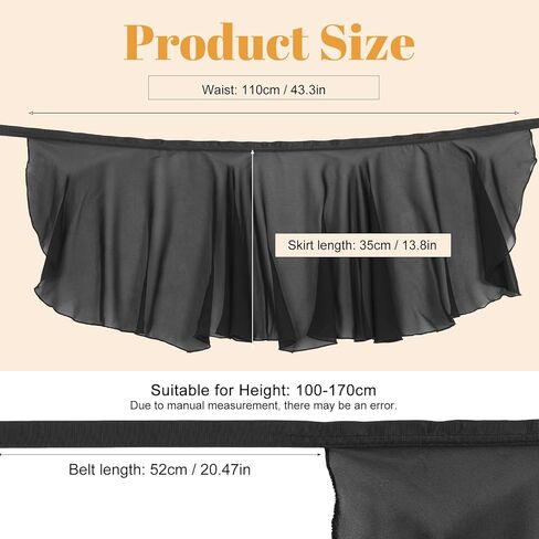 2Pcs White and Black Ballet Wrap Skirt with Ties, Chiffon Dance Wrap Skirt for Girls Women Gymnastics Ballet in Saudi Arabia