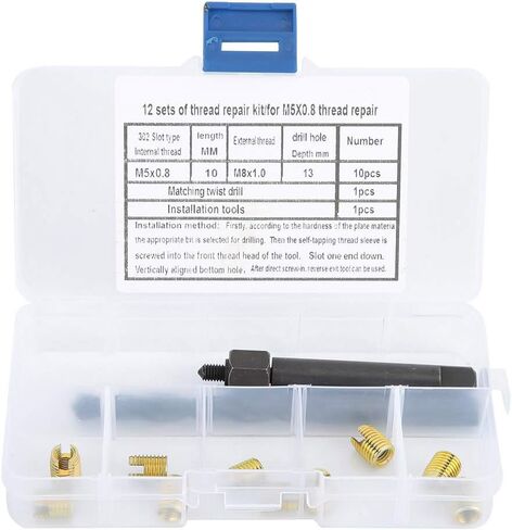 M5 x 0.8 Thread Repair Kit Self Tapping Thread Inserts Tool Set 12PCS in Saudi Arabia