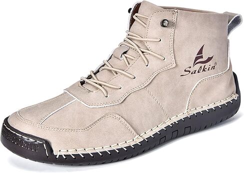 Men's Lace Up Italian Handmade Chukka Boots Leather Renaissance Barefoot High Top Ankle Boots Lightweight Non-Slip Waterproof Walking Driving Shoes in Saudi Arabia