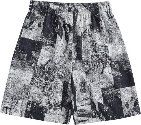 Men's Casual Shorts - Breathable Athletic Fit Short Pants with Vintage Portrait Graphic Print and Drawstring - Black in Saudi Arabia