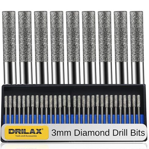 Diamond Drill Bit 2mm 3mm 30 Pieces Set Diamond Burr Set Drilling Sea Glass Sea Shells Stones Gemstones Gems Making Ornaments Jewelry Pendants Compatible with Dremel 30pcs. 2 mm 3 mm 1/8" 15 pcs. ea in Saudi Arabia