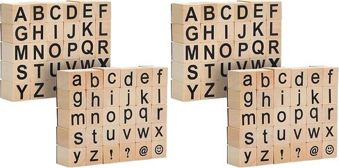 Juvale 60-Piece Wood Alphabet Stamp Set, Upper and Lowercase Letters with Symbols, Rubber Stamps, DIY Projects, Arts and Crafts, Scrapbooking, Classroom, Games in Saudi Arabia