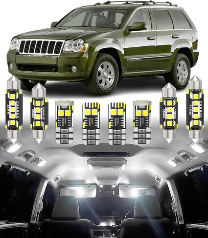 استبدال ضوء LED الداخلي BMT xmsCar لسيارة JEEP Grand Cherokee WJ WK 1999-2010,6000K حزمة لمبات الإضاءة الداخلية فائقة السطوع، 14 قطعة in Saudi Arabia