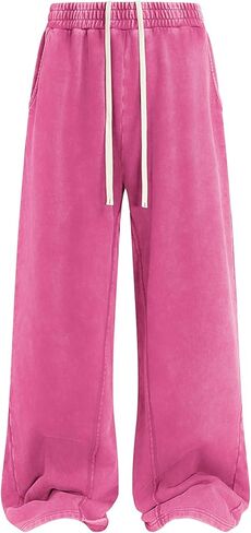 Colorful world Mens Sweatpants Acid Washed Elastic Waist Drawstring Sweat Pants Cotton Baggy Streetwear Pant with Pockets in Saudi Arabia