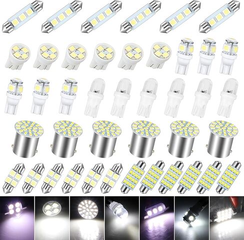 أضواء LED للسيارة 70 قطعة مجموعة لمبات LED داخلية بيضاء ساطعة، T10 31 مم 36 مم 41 مم ضوء لوحة ترخيص القراءة، التوصيل والتشغيل للسيارة الداخلية خريطة داخلية لمبات علامة جانبية على شكل قبة in Kuwait
