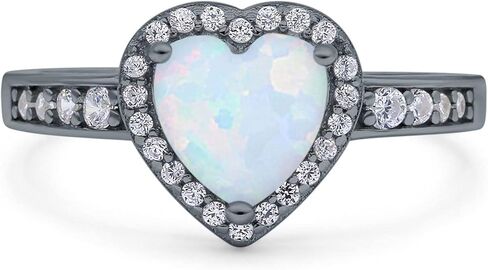 Blue Apple Co. Heart Promise Ring Halo Heart Round Simulated Cubic Zirconia 925 Sterling Silver in Saudi Arabia