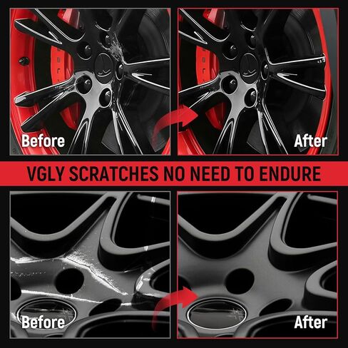 طلاء لمسات نهائية باللون الأسود اللامع - طقم إصلاح العجلات، إصلاح خدوش العجلات، إصلاح سريع وسهل لخدوش العجلات، طلاء حافة لإصلاح عجلات السيارة (أسود لامع) 30 مل in Kuwait