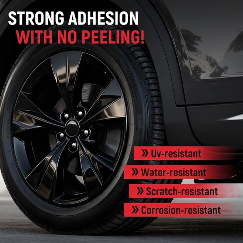 طلاء لمسات نهائية باللون الأسود اللامع - طقم إصلاح العجلات، إصلاح خدوش العجلات، إصلاح سريع وسهل لخدوش العجلات، طلاء حافة لإصلاح عجلات السيارة (أسود لامع) 30 مل in Kuwait
