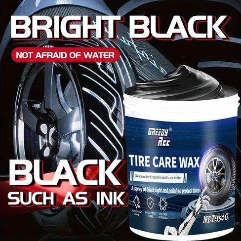 معجون تلميع الإطارات | التألق المثالي | تلبيس الإطارات المتين وسهل الاستخدام | حماية طويلة الأمد من الأشعة فوق البنفسجية للإطارات والعجلات والمطاط السوداء | طقم بوزن 5.29 أونصة مع إسفنجة in Kuwait