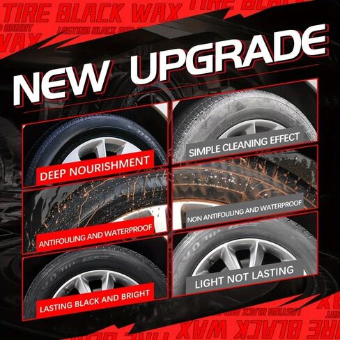 معجون تلميع الإطارات | التألق المثالي | تلبيس الإطارات المتين وسهل الاستخدام | حماية طويلة الأمد من الأشعة فوق البنفسجية للإطارات والعجلات والمطاط السوداء | طقم بوزن 5.29 أونصة مع إسفنجة in Kuwait