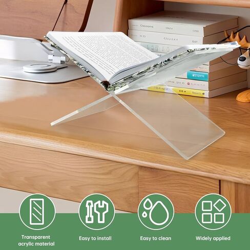 Acrylic Book Holder Transparent Coffee Table Book Stand, Acrylic Books Stand for Reading Open Books Display Stand for Cookbook, Magazines, Recipe, 6" x 11" x 6" in Saudi Arabia