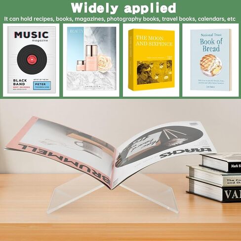 Acrylic Book Holder Transparent Coffee Table Book Stand, Acrylic Books Stand for Reading Open Books Display Stand for Cookbook, Magazines, Recipe, 6" x 11" x 6" in Saudi Arabia