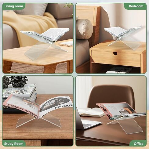 Acrylic Book Holder Transparent Coffee Table Book Stand, Acrylic Books Stand for Reading Open Books Display Stand for Cookbook, Magazines, Recipe, 6" x 11" x 6" in Saudi Arabia