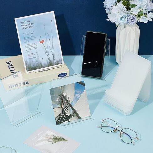 20 Pcs Acrylic Book Stand, 4.61 x 3.94 x 4.61 Inch Clear Book Display Books Holder Easel Stand for Books Display, Music Album, Artworks, CDs, Tablet Holder in Saudi Arabia