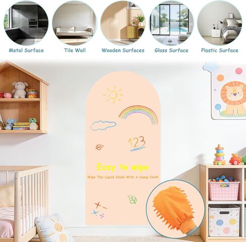 Magnetic Wall Decal Peel and Stick Magnetic Chalkboard Wallpaper in Milk Tea (39.3" x 17.5"), Includes Magnet Letters & Liquid Chalks for Home Playroom Classroom Magnetic Play Wall Decor in Saudi Arabia