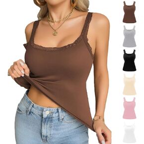 Tank Top for Women with Built in Bra Ribbed Camisole Workout Tops Slim Fitted Sleeveless Scoop Neck Cami Shirts in Saudi Arabia