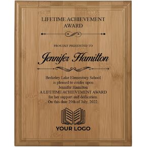 لوحة شخصية من الخيزران الأصلي مقاس 9 × 12 | جائزة الموظف المخصصة مع النقش متضمنة | جائزة موظف العام | جوائز للمعلمين والتقاعد وتقدير الموظفين in Kuwait