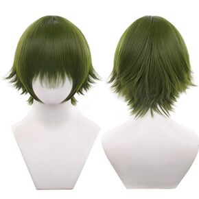 097-لون برتقالي فاتح 30 سنتيمتر/1 قدم ذكر فوضوي شعر مستعار أنيمي مقاومة للحرارة شعر قصير متموج الشعر الاصطناعية in Kuwait