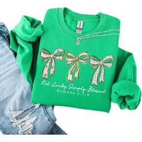 سويت شيرت Not Lucky Simply Blessed St. Patrick's Day - فتحة عنق خضراء من Christian Faith in Kuwait