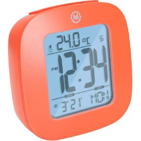 Marathon Compact Alarm Clock with Temperature & Date, Silver - Large, Easy to Read Display with Backlight - Easy to Set Up & Use - Two AAA Batteries Included in Kuwait