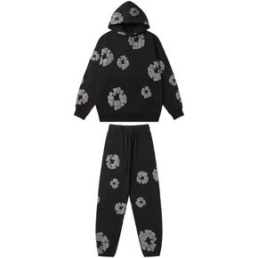 مجموعة سراويل سويت شيرت بغطاء للرأس مطبوعة بفقاعات للرجال والنساء، Y2K زوجين قميص رياضي سراويل الركض مجموعة من قطعتين in Kuwait