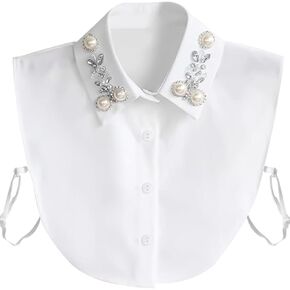 Shinywear Pearl Fake Collars Detachable Dickey Collar Blouse Half Shirt Crystal Peter Pan Faux False Collar for Women Girls in Saudi Arabia