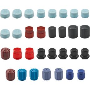 YoRise 31PCS R12 R134a Car Air Conditioner Valve Caps, 11 Sizes AC System Charging Port Dust Cap, Leakproof Car Air Conditioning Low & High Pressure Cap Kit, AC Sealing Cover Replacement (Multicolor) in Kuwait