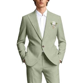 بدلة كتان رجالي مكونة من قطعتين بدلة زفاف غير رسمية على الشاطئ وسترة وسروال فستان طقم بدلة خفيفة الوزن بقصة ضيقة بدلة سهرة للحفلات الراقصة in Kuwait