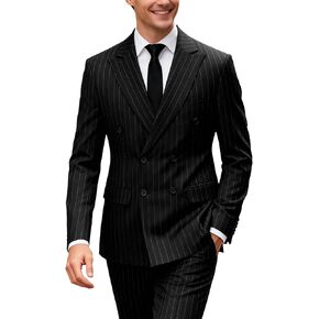 UNINUKOO Men's Suits 2 Piece Pinstripe Double Breasted Tuxedo Suit for Men Slim Fit Formal Dress Blazer Jacket Pants in Kuwait