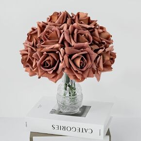 White Flowers Roses Artificial Flowers, 10pcs Soft Real Touch Silk Artificial Roses Stems, Lifelike Faux Rose for Wedding Table Centerpieces Party Home Decoration in Kuwait