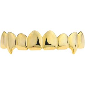 Fang Grillz 14k Gold Plated 8 Top Teeth Fangs Eight Piece Slugs Hip Hop Vampire Mouth Grills in Kuwait