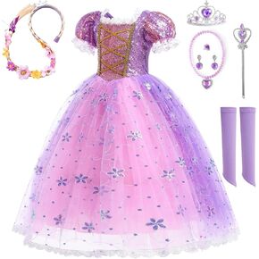 Purple Dress Princess Costume Girls Dress Up for Birthday Party Christmas Theme Outfit Accessory in Saudi Arabia