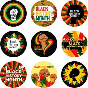 20 Sheets Black History Month Stickers Decals BHM Party Favors Black History Party Supplies African American Heritage Party Circle Sticker Labels | African American Festival Decorations in Kuwait