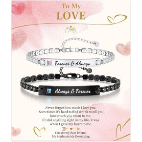 Hisatan Personalized Couple Bracelet Set - Promise Gifts for Him and Her Relationship Personalized Gift for Men Women, Free Engraving Custom Couples Bracelets Valentine Day in Kuwait