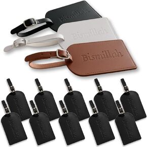 Set of 10 Bismillah Embossed Luggage Tags | Gifts, Event, Party Favors | for Nikkah Henna Walima Wedding Engagement Bridal Shower Baby Shower Conference Events Guests (Color: Tan. Set of 10) in Saudi Arabia
