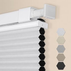 No Drill No Tools Top Down Bottom Up Cellular Shades, 22" W x 48" H Blackout Easy Install Cordless Honeycomb Blinds, Noise Reduce & Thermal Insulation Blinds for Home Office White in Saudi Arabia