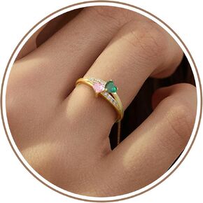 خواتم جوهرة الذهب للنساء غير تشويه خاتم قابل للتعديل الأزرق الأرجواني الذهب القلب تشيكوسلوفاكيا خاتم الزفاف الخطوبة وعد خواتم عيد الحب هدايا عيد ميلاد للنساء in Kuwait