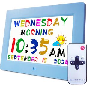 2025 NEW, Digital Clock with Day Date, 19 Alarms Custom Reminders, 10 Levels Auto Dimmer Dementia Clock, 8 Display Colors, Auto DST, Remote & Buttons Control Easy for elderly- Black with Remote in Kuwait
