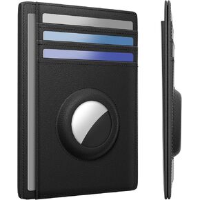 Hawanik Wallet with Airtag Holder Genuine Leather Wallets Slim Minimalist Card Holder RFID Blocking Card Wallet Compatible with AirTag in Saudi Arabia