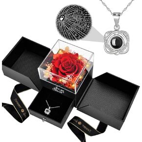 هدايا عيد الأم للأم: وردة حقيقية للأبد مع قلادة على شكل قلب، عيد الميلاد، الذكرى السنوية لعيد الحب، هدايا جالنتين للنساء، صديقتها، زوجة الجدة، قلادة رومانسية محفوظة من الزهور الحقيقية in Kuwait