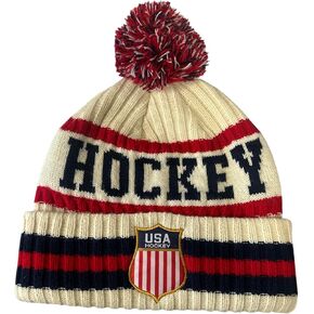 قبعة منسوجة بشعار US Hockey Shield باللون الكريمي (أبيض عتيق) | جودة ممتازة، راحة وأناقة | مزيج وولد | نسخة محدودة من فان جير | ملابس مرخصة رسميًا in Kuwait