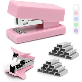 دباسة صغيرة وردية مع دبابيس، مجموعة لوازم مكتبية محمولة مع دباسة صغيرة ومزيل دبابيس و2000 دبوس، دباسة صغيرة لطيفة للمكتب والمدرسة والمكتب وأساسيات المكتب المنزلي in Kuwait