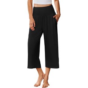Ekouaer Womens Pajama Pants Wide Leg Capri Yoga Pants Lounge Comfy Sleep Pj Bottoms with Pockets in Kuwait