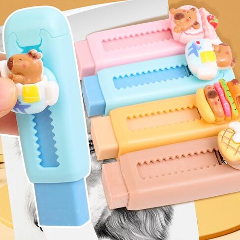 1Pcs Capybara Retractable Eraser, Push-Pull Rubber Eraser, Pencil Erasers Cute Erasers for Students Capybara Lovers Office Supply Stationery Random Color (7.5x2.9x2.5cm) in Saudi Arabia