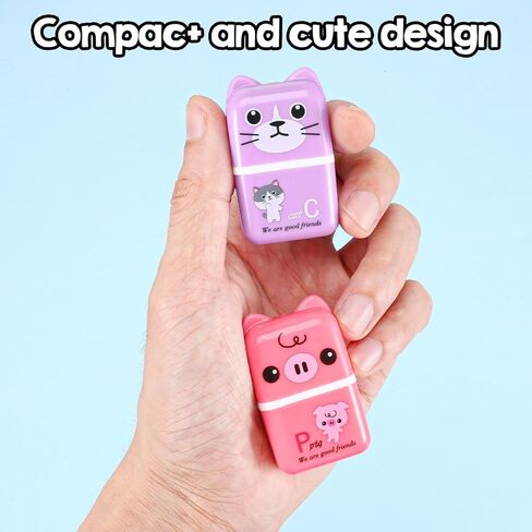 48Pcs Pencil Erasers, Cute Animal Themed Pencil Eraser, Eraser with Clean Up Roller, Fun Erasers for School Party Christmas Favors in Kuwait
