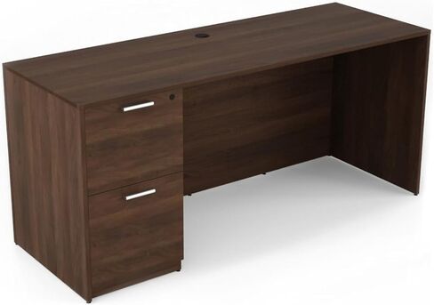 Kai by i5 Commercial 24" x 71" Credenza with Single Full File/File Pedestal C2471P-7 Walnut in Saudi Arabia