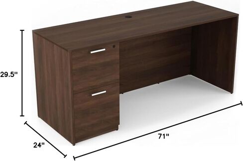Kai by i5 Commercial 24" x 71" Credenza with Single Full File/File Pedestal C2471P-7 Walnut in Saudi Arabia